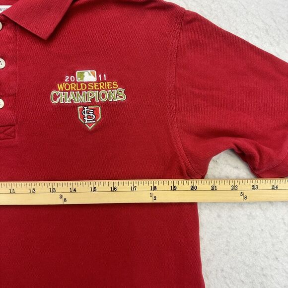 St Louis Cardinals Polo Shirt Mens Small S Red 2011 World Series Champions - Picture 7 of 12